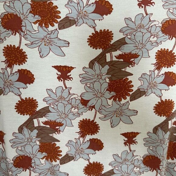 Kate Quinn Women’s Blue Rust Retro Floral Bamboo Blended 1/4 Button Hooded Top - Picture 8 of 8